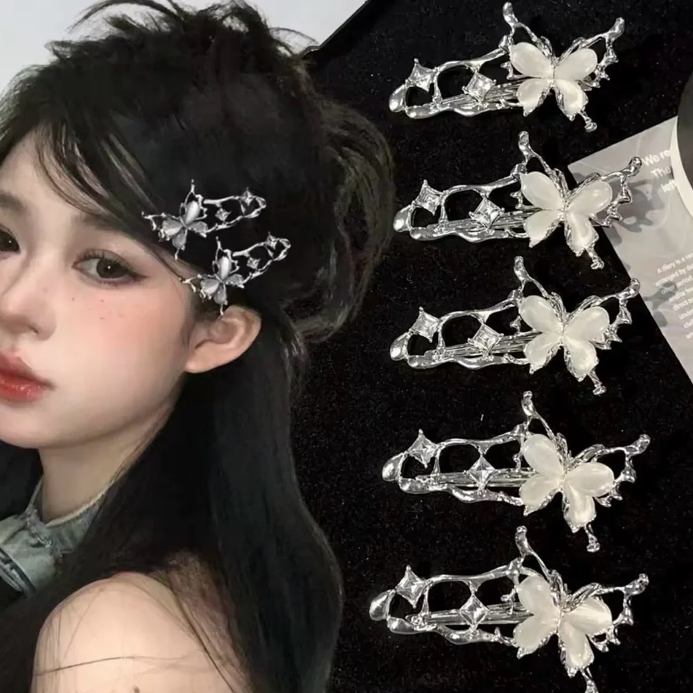 Silver Butterfly Hair Clips